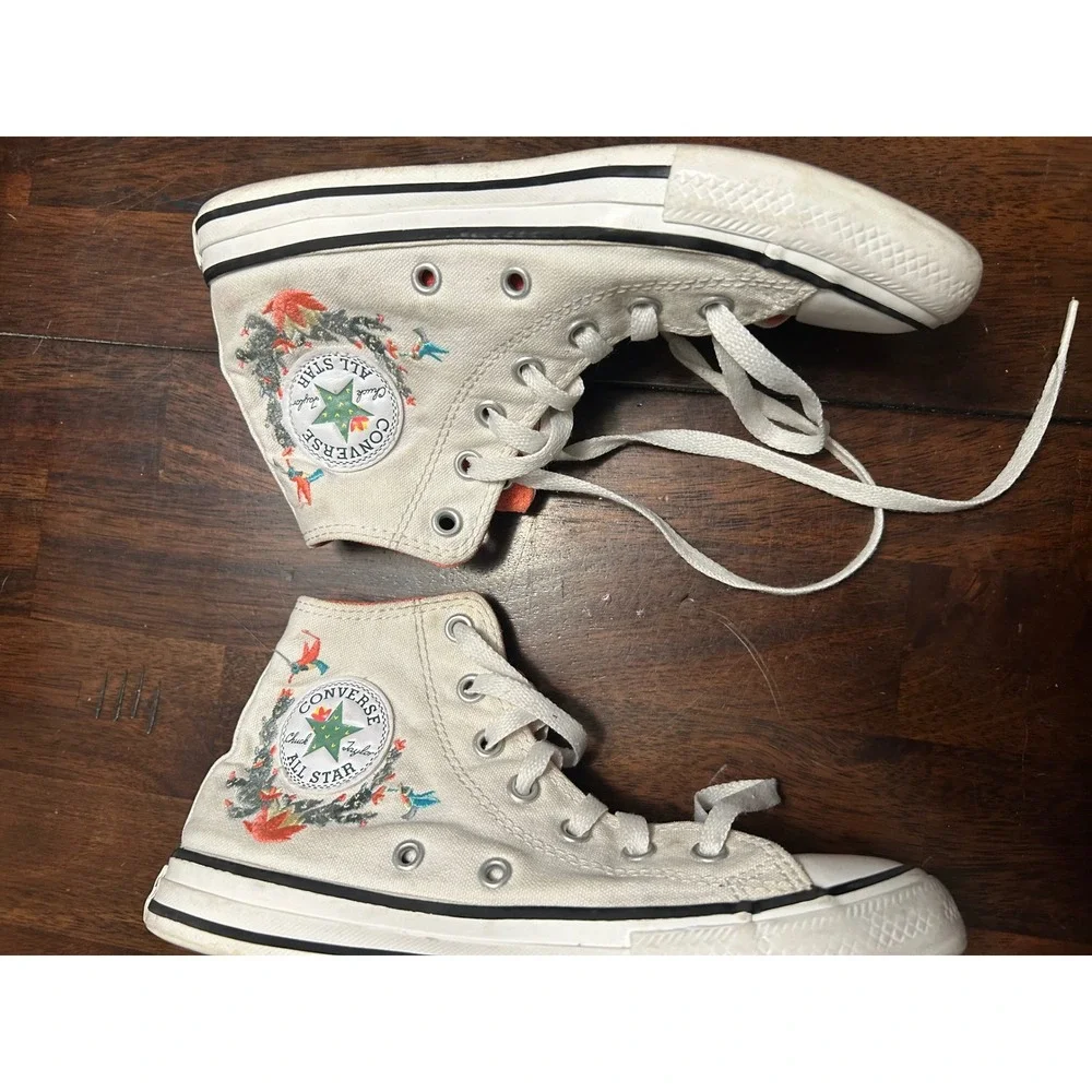 Converse High Top Sneakers White Desert Cactus Hummingbird Embroidered A10278C